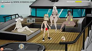 Cartoon orgy with anal sex and big cock on a luxury yacht