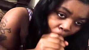 Gadis kulit hitam amatir memberikan blowjob deepthroat pada kontol hitam besar