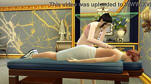 Belle-mère coréenne donne à son beau-fils un massage sensuel dans son nouveau salon