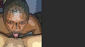 Africká amatérka dostává olíznutí hlavy v domácím kresleném videu